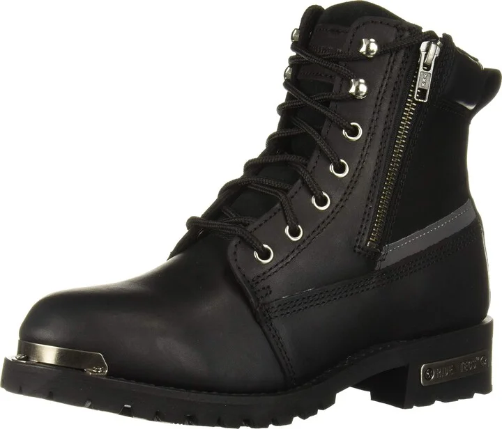 RIDETECS 6" Double Zipper Reflective Riding Boots for Men Full Grain Leather