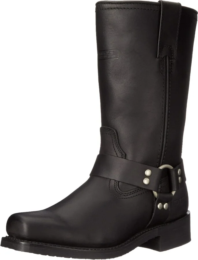 RIDETECS Mens 13in Harness Straps Heavy Duty Oiled Leather Motorcycle Boots