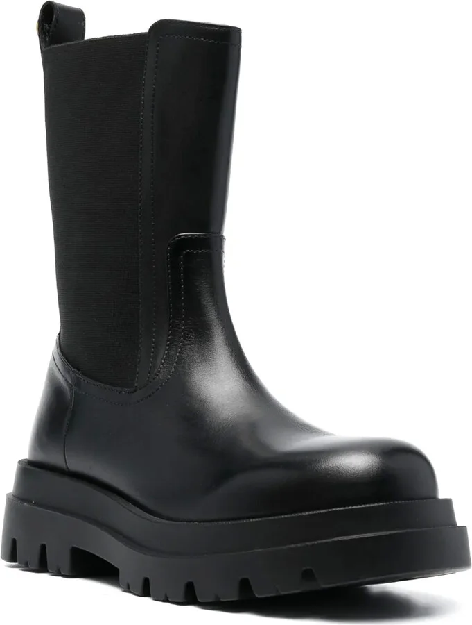 Ridged-Sole Leather Boots - Image 2
