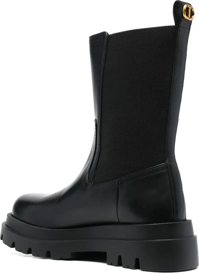 Ridged-Sole Leather Boots - Image 3