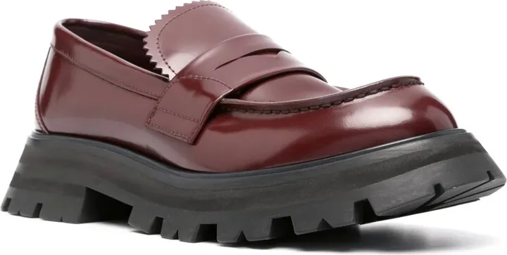 Ridged-Sole Leather Loafers - Image 2