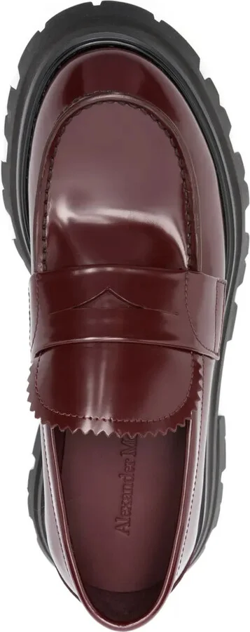 Ridged-Sole Leather Loafers - Image 4