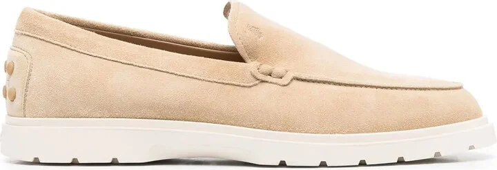 Ridged-Sole Suede Loafers