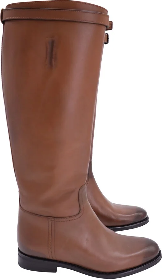Riding Knee Boots in Brown Leather