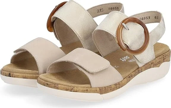 Rieker Jocelyn 53 Women's Sandals Cliff/Muschel : EU 39 (US Women's 8) M, Faux Leather
