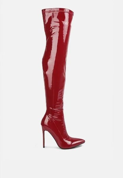 Riggle Long Patent Pu High Heel Boots Women - Image 6