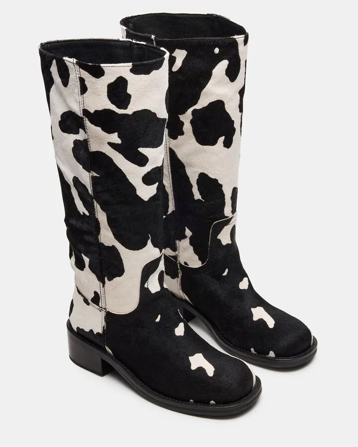 Riggs Black Cow Print Wide Calf - Image 2
