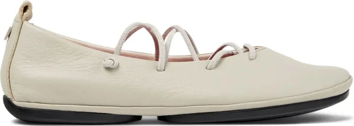 Right Nina lace-up leather ballet flats