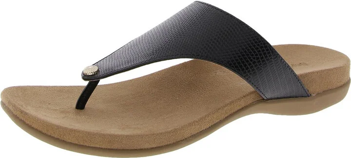 Riioo Womens Faux Leather Slip On Flip-Flops