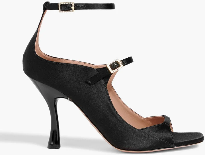 Riley 90 crystal-embellished satin sandals