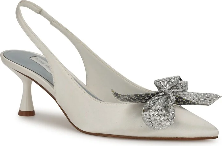Rills Slingback Pointed Toe Kitten Heel Pump