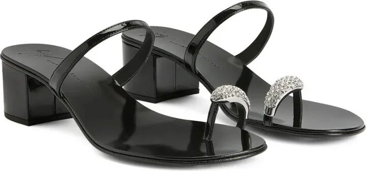 Ring 40mm crystal-embellished mules - Image 2