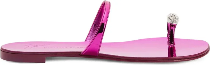 Ring crystal-embellished flip-flops