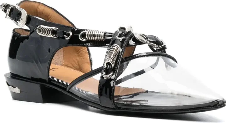 Ring-Detail Leather Ballerina Shoes - Image 2