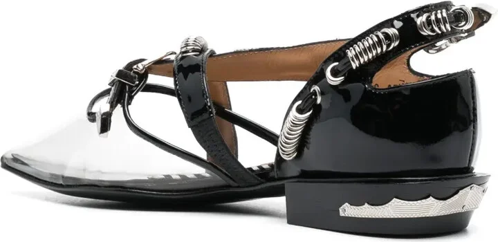 Ring-Detail Leather Ballerina Shoes - Image 3