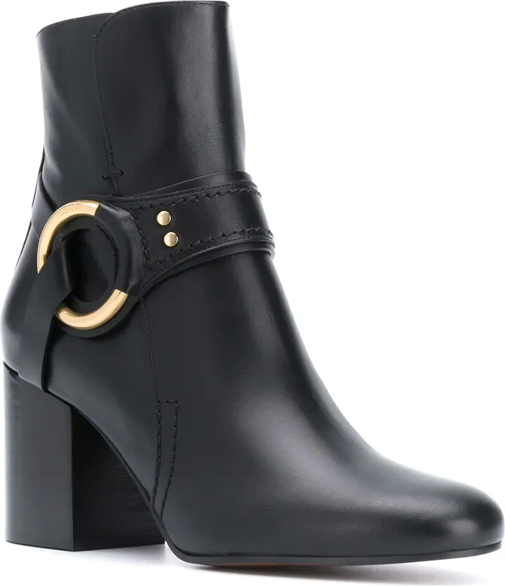 Ring Detail Leather Boots - Image 2