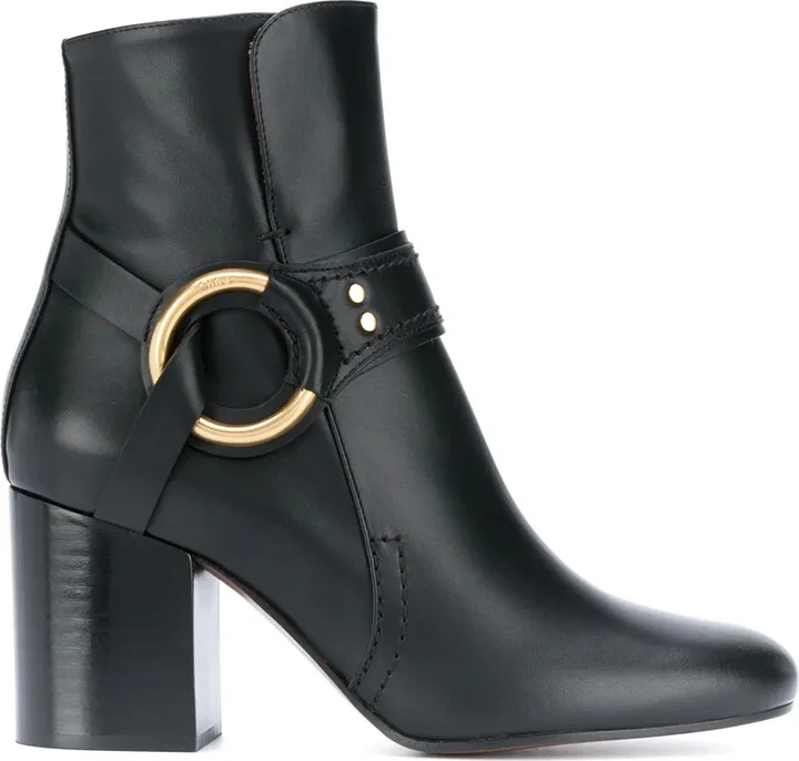 Ring Detail Leather Boots