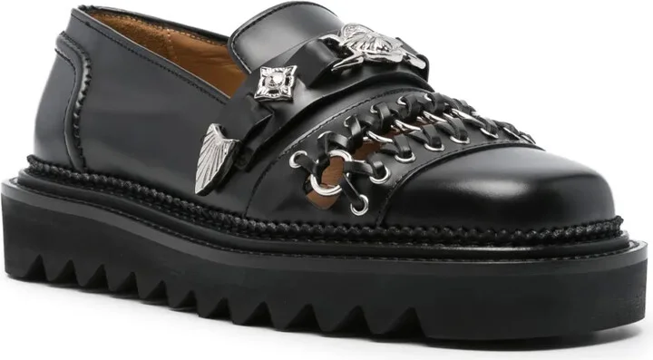 Ring-Detail Leather Loafers - Image 2