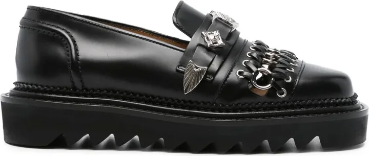 Ring-Detail Leather Loafers