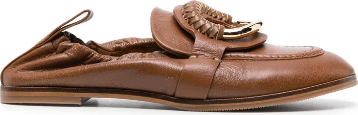 Ring-Detail Leather Loafers