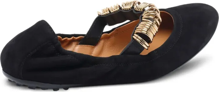 Ring-Detail Suede Ballet Flats - Image 3