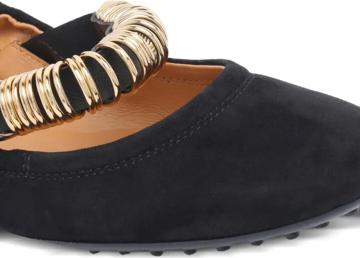 Ring-Detail Suede Ballet Flats - Image 4