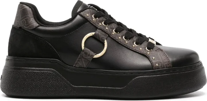 Ring-Detailed Monogram-Pattern Sneakers