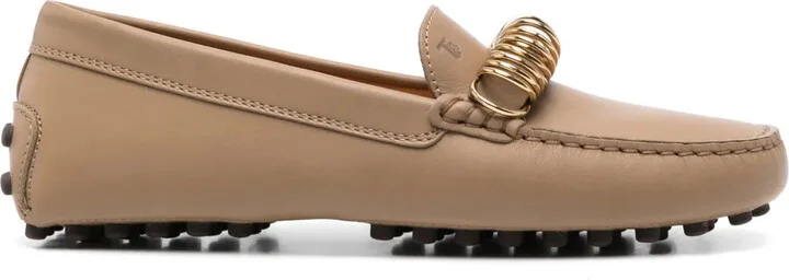 Ring-Hardware Leather Loafers