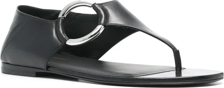 Ring Leather Flat Sandals - Image 2