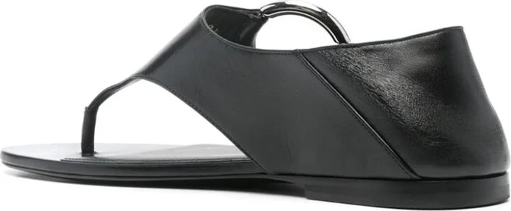 Ring Leather Flat Sandals - Image 3
