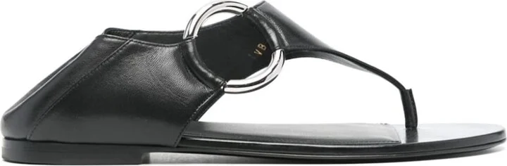 Ring Leather Flat Sandals - Image 5