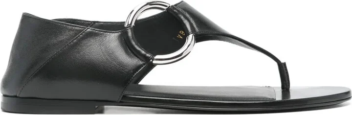 Ring leather flat sandals