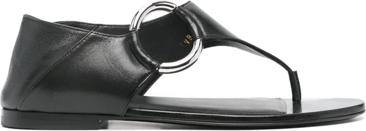 Ring Leather Flat Sandals