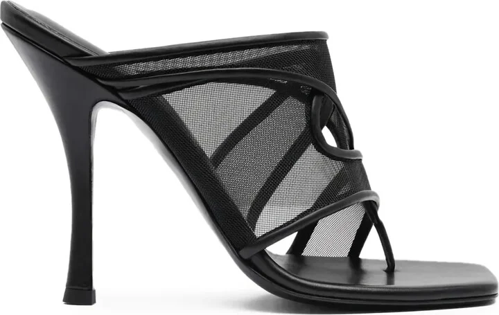 Ringer mesh-panel heeled mules