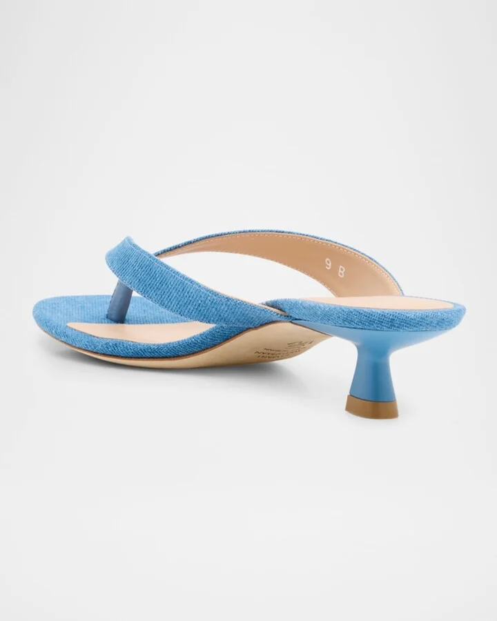 Rio Denim Kitten-Heel Thong Sandals - Image 2