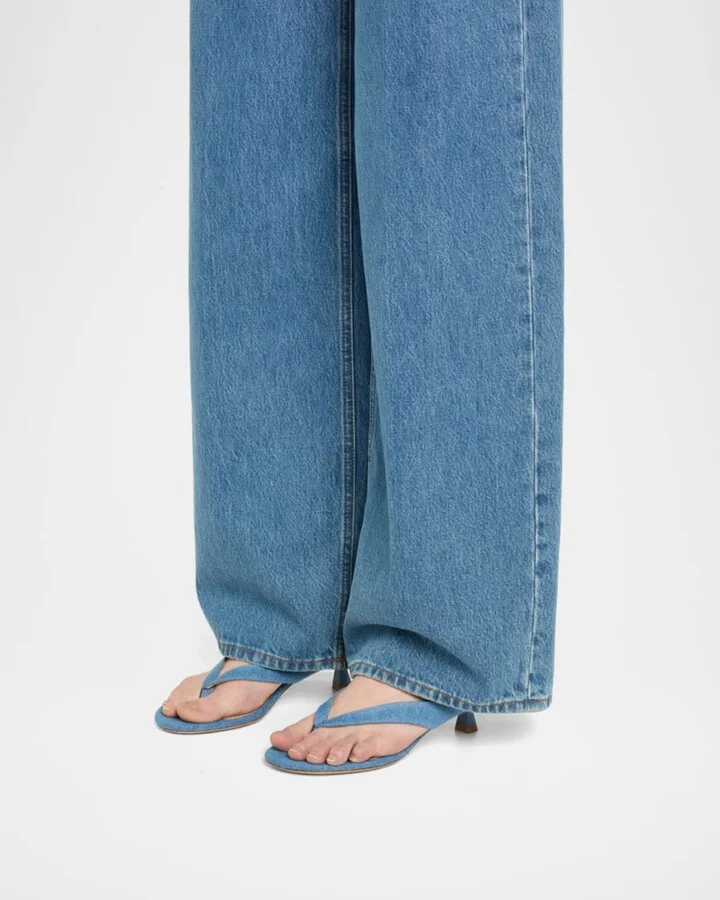 Rio Denim Kitten-Heel Thong Sandals - Image 3