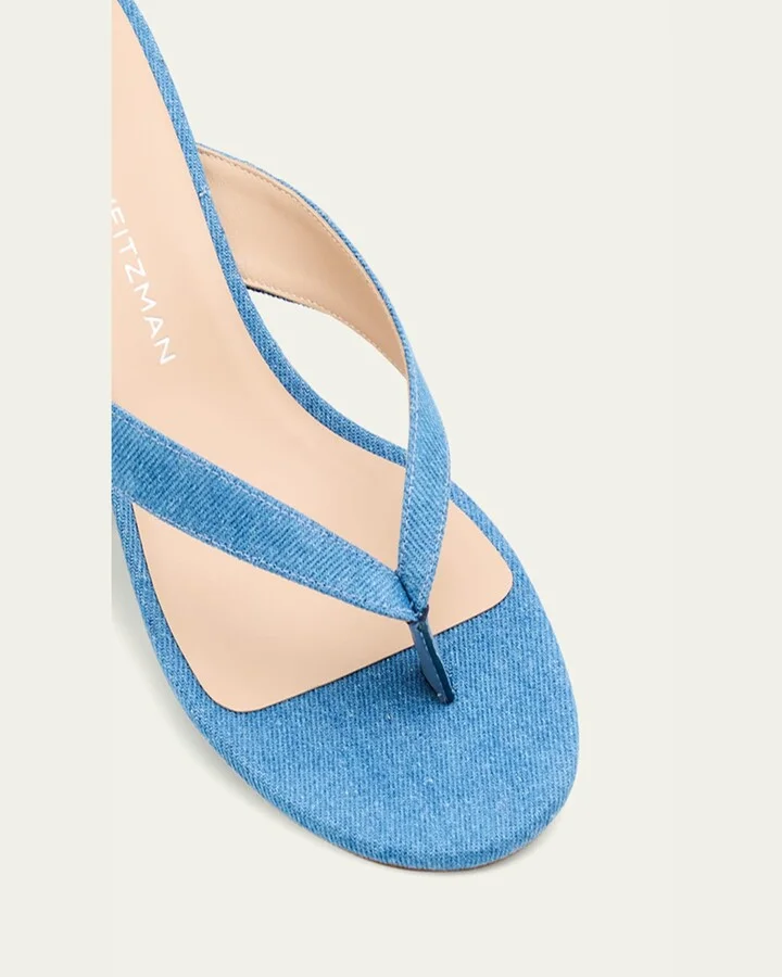 Rio Denim Kitten-Heel Thong Sandals - Image 5