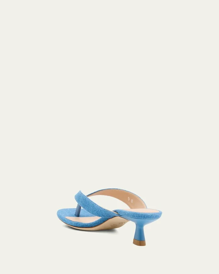 Rio Denim Kitten-Heel Thong Sandals - Image 6