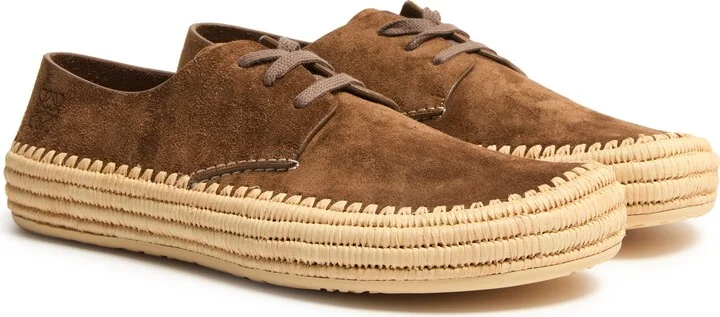 Rio lace up espadrilles in suede and raffia - Image 3