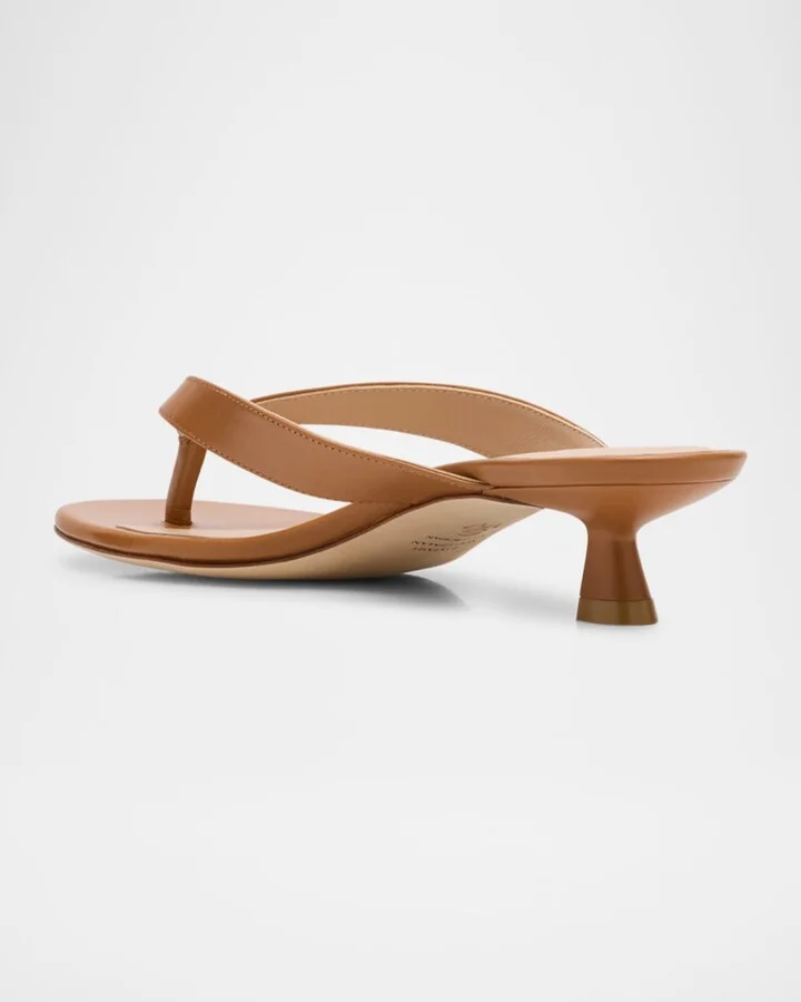 Rio Leather Kitten-Heel Thong Sandals - Image 4