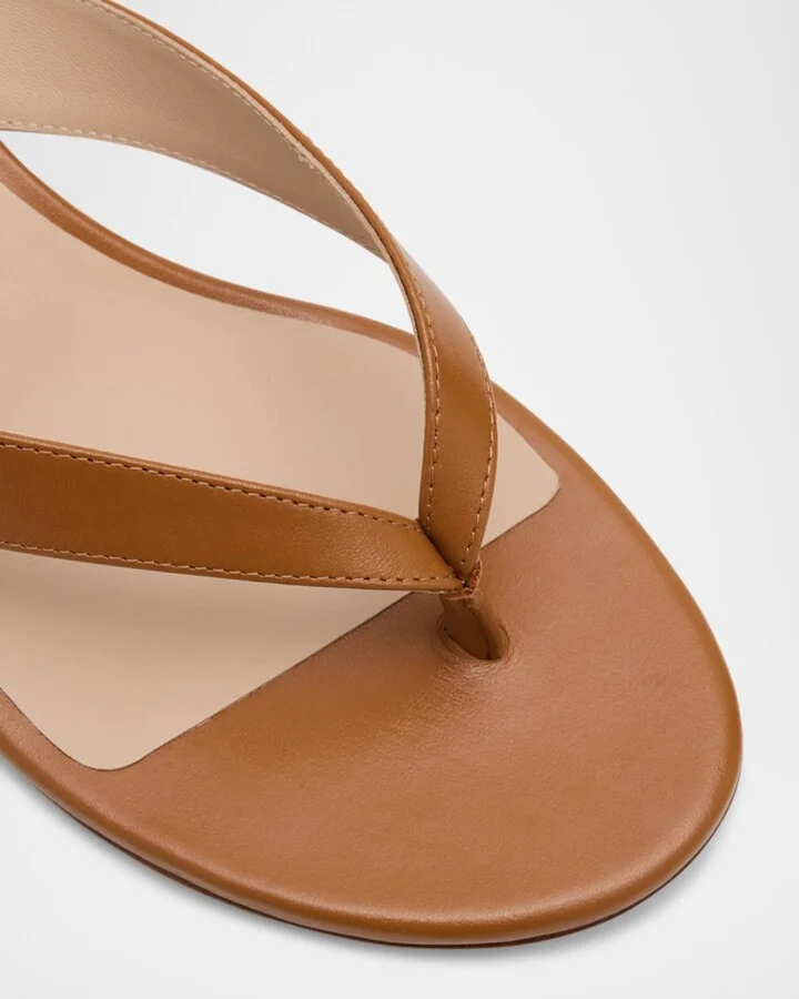 Rio Leather Kitten-Heel Thong Sandals - Image 5