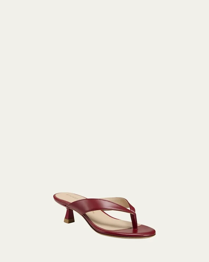 Rio Leather Kitten-Heel Thong Sandals - Image 3