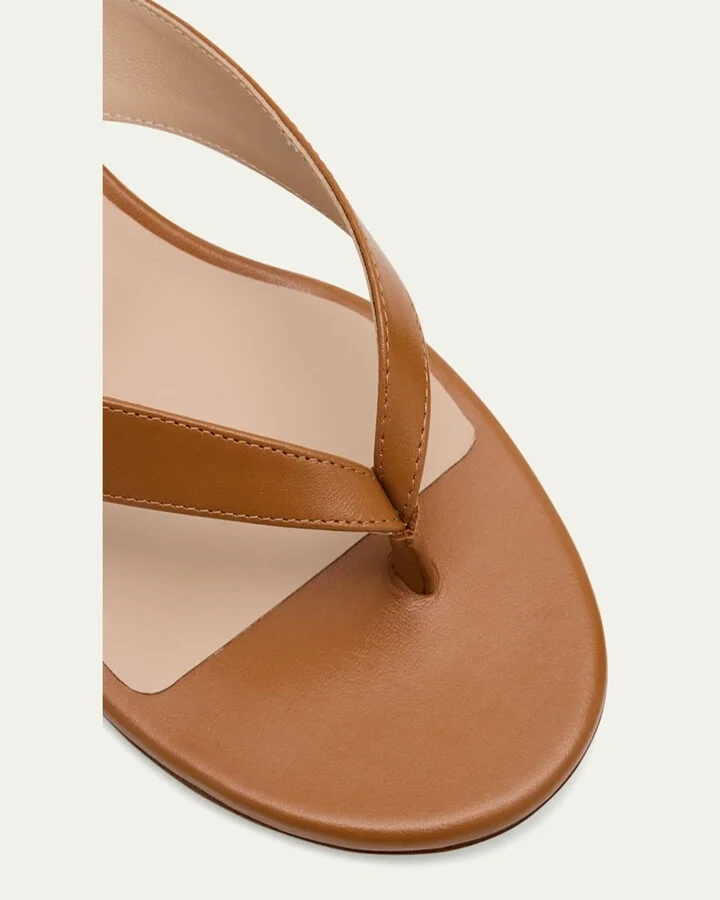 Rio Leather Kitten-Heel Thong Sandals - Image 4
