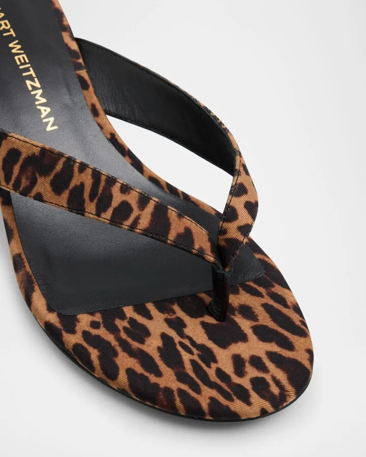 Rio Leopard-Print Nylon Kitten-Heel Thong Sandals - Image 8