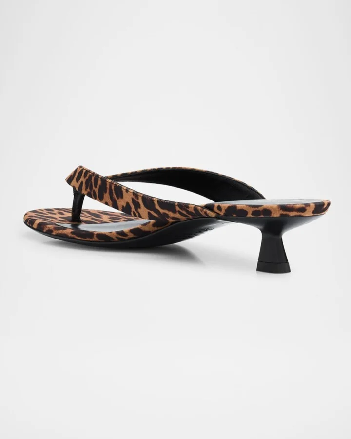 Rio Leopard-Print Nylon Kitten-Heel Thong Sandals - Image 11