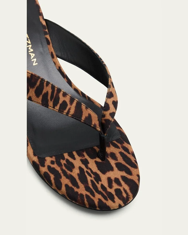 Rio Leopard-Print Nylon Kitten-Heel Thong Sandals - Image 11