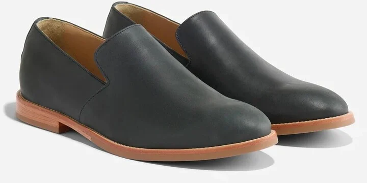 Rio Loafers Men's 8 Black Leather Round Toe Slip-On Casual Shoes KHD1240