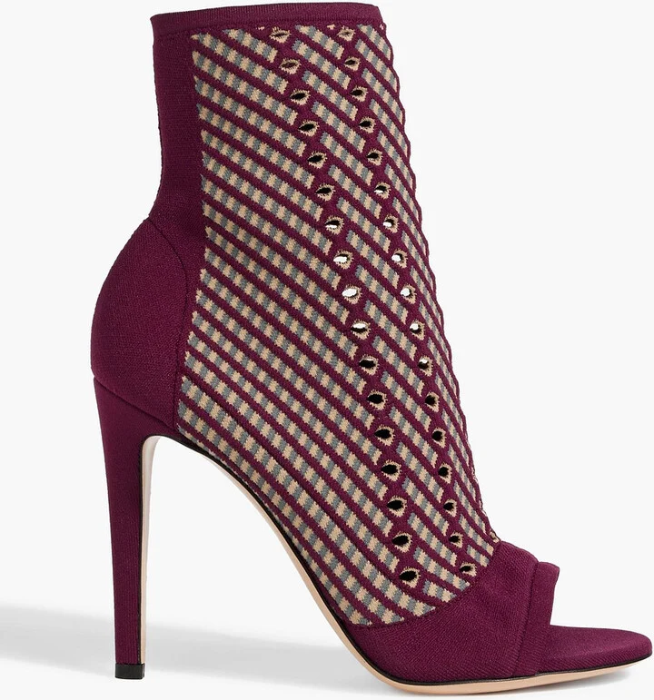 Rio perforated jacquard-knit ankle boots