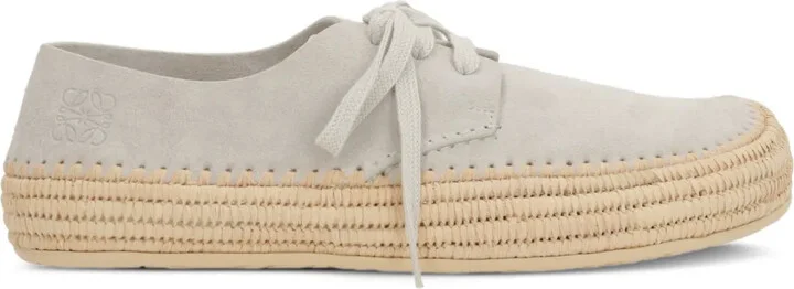 Rio petal-toe raffia-trimmed lace-up shoes