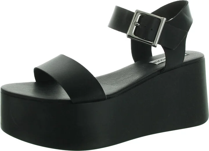 Ripley Womens Buckle Faux Leather Platform Sandals
